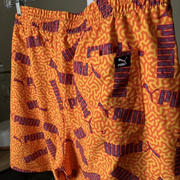 Puma No Fade Swim Trunk 7in Inseam Size XL Orange W/Logo Accent NWT $55 - Picture 7 of 11